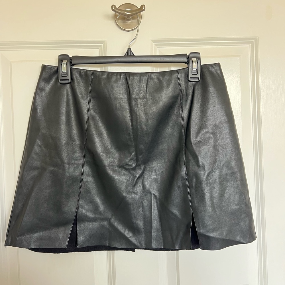 black leather urban outfitters mini skirt